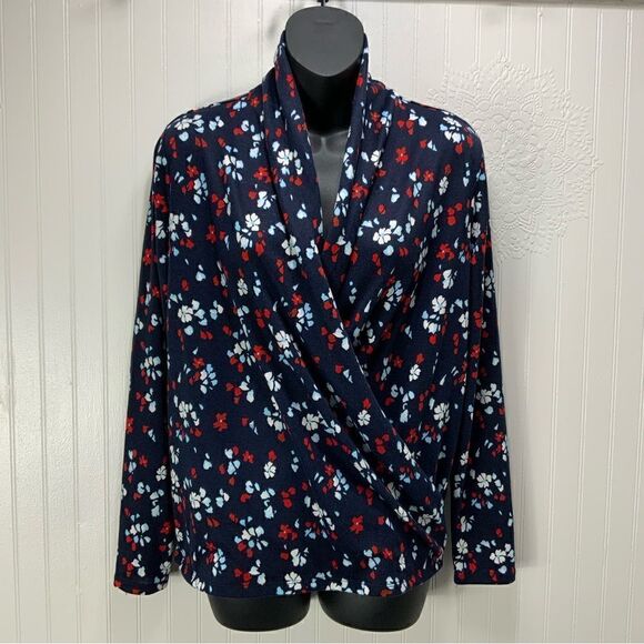 LOFT Tops - LOFT Faux Wrap long sleeve floral top